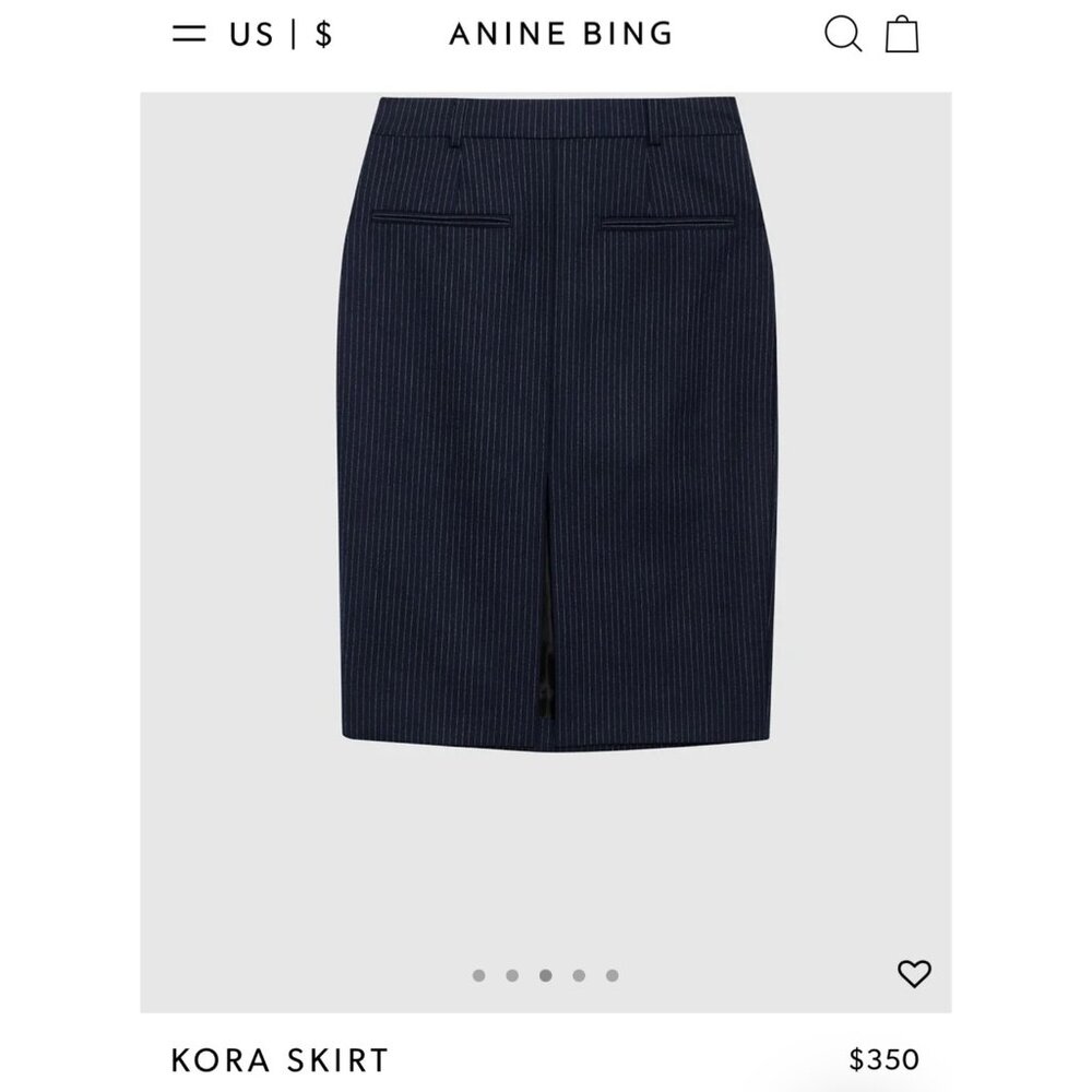 Anine Bing Womens Black Kora Skirt Size 32 52% Polyester 48% Wool